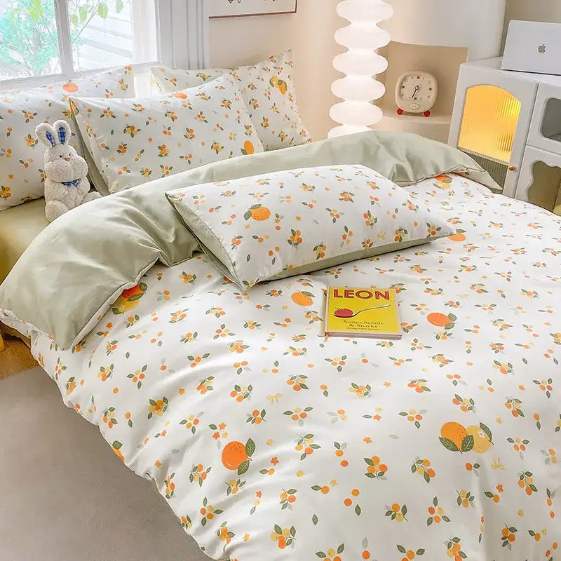 Cream Navy Cotton Duvet