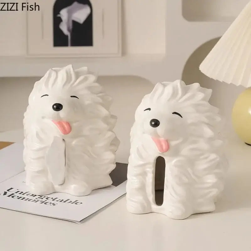White Poodle Tissue Box