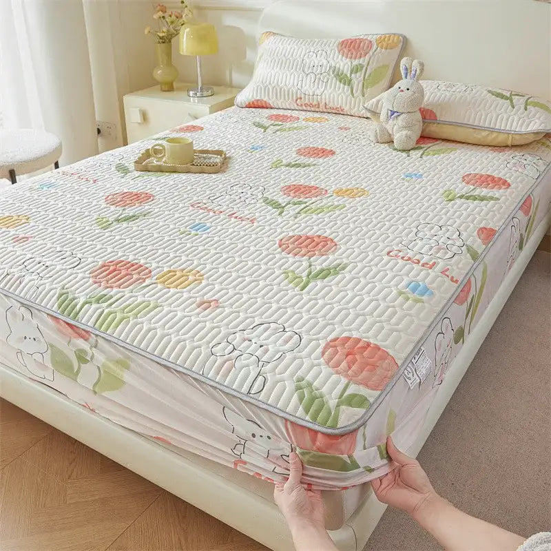 White Floral Fitted Sheet