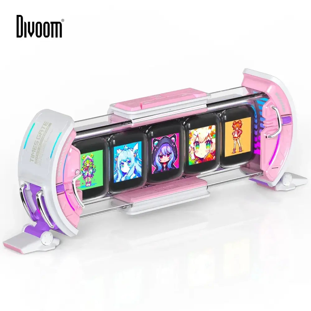 Silver Pink RGB Clock