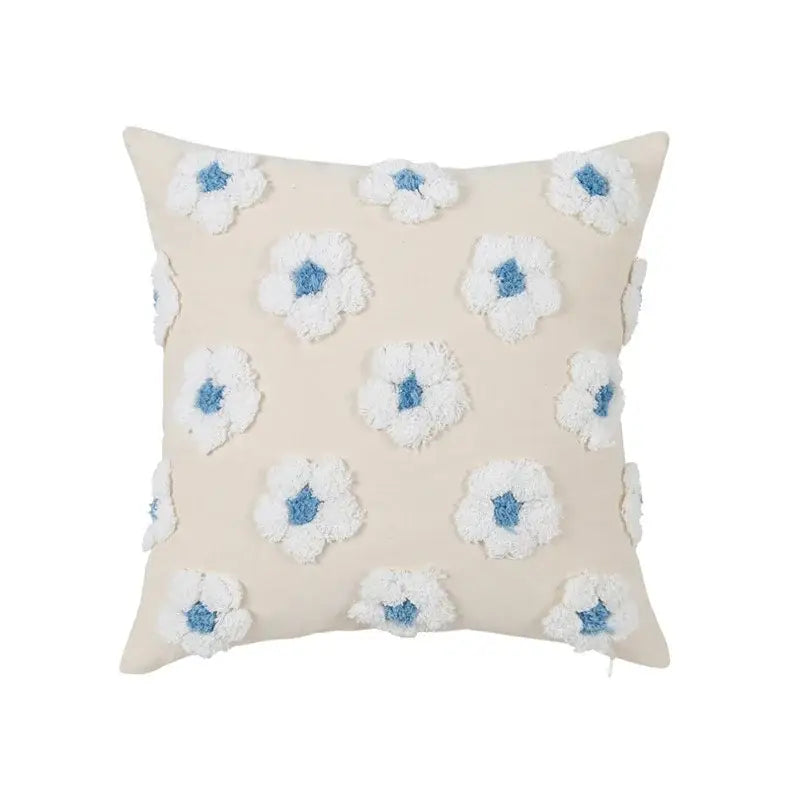 Blue White Embroidered Cushion