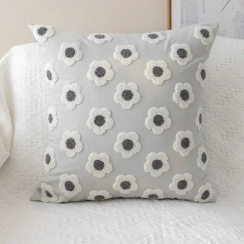 Blue White Embroidered Cushion