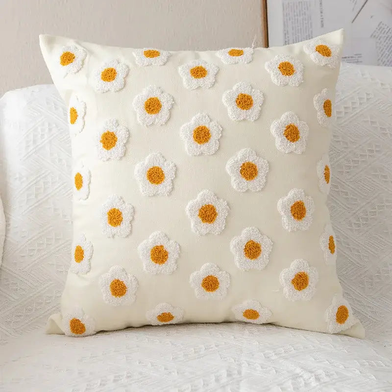 Blue White Embroidered Cushion