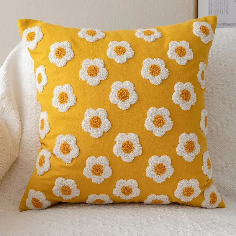Blue White Embroidered Cushion