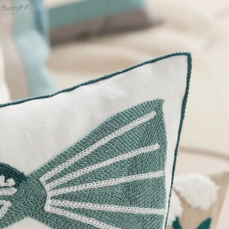 Beige Velvet Floral Pillow Cover