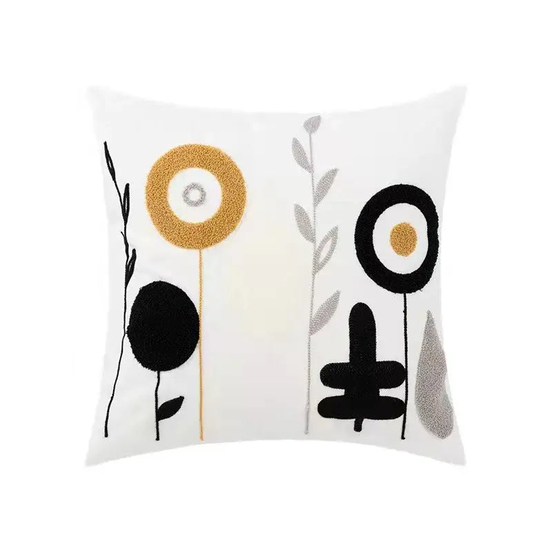 Beige Velvet Floral Pillow Cover