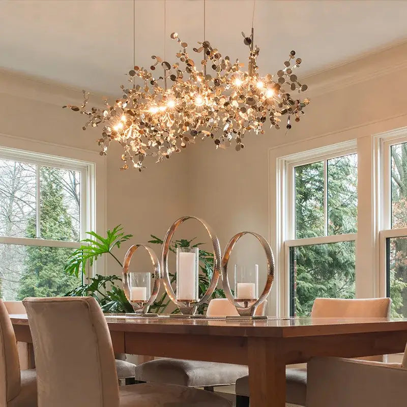 Chrome Leaf LED Chandelier
