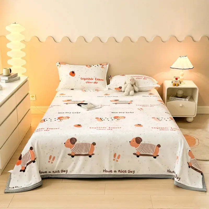Cartoon Print Flannel Cover