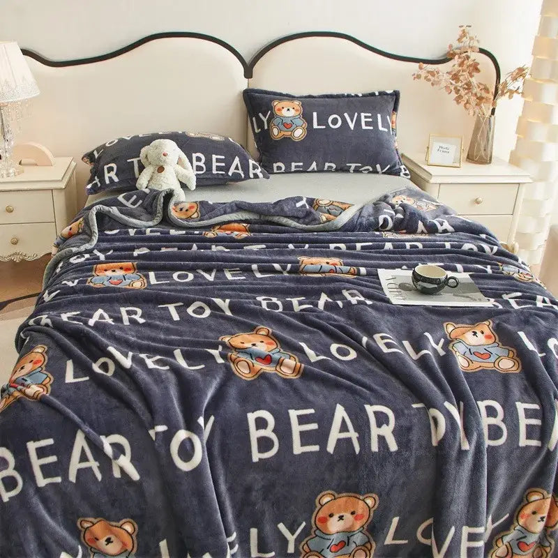 Cartoon Print Flannel Cover