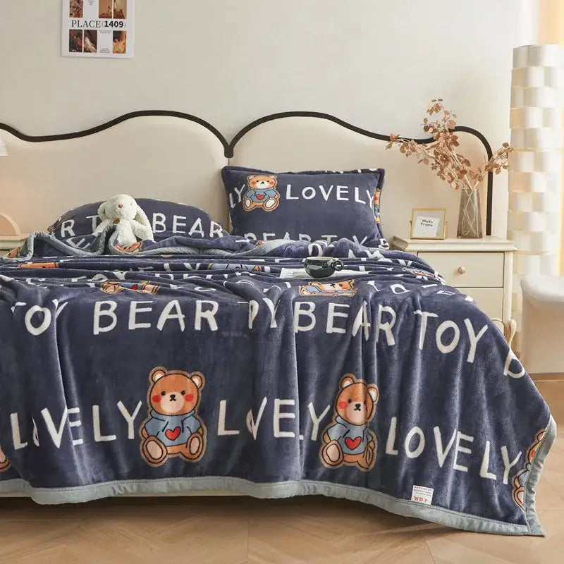 Cartoon Print Flannel Cover