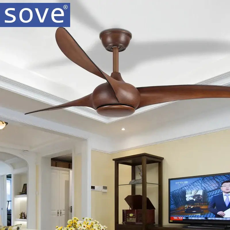Brown Wood Contemporary LED Ceiling Fan
