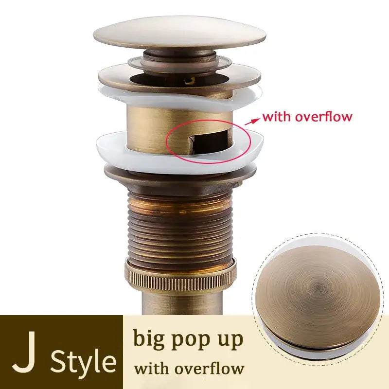 Gold Brass Pop-Up Drain