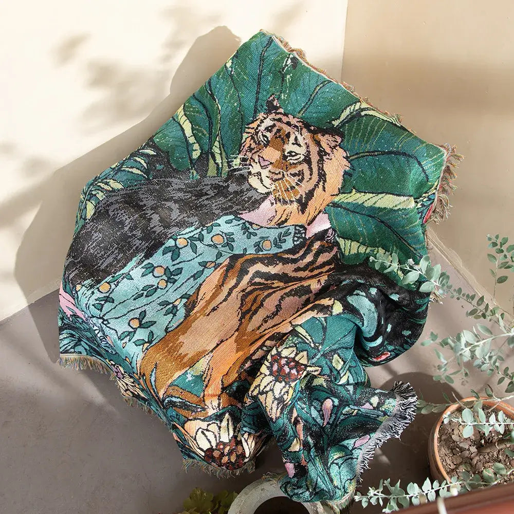 Tiger Print Linen Blanket