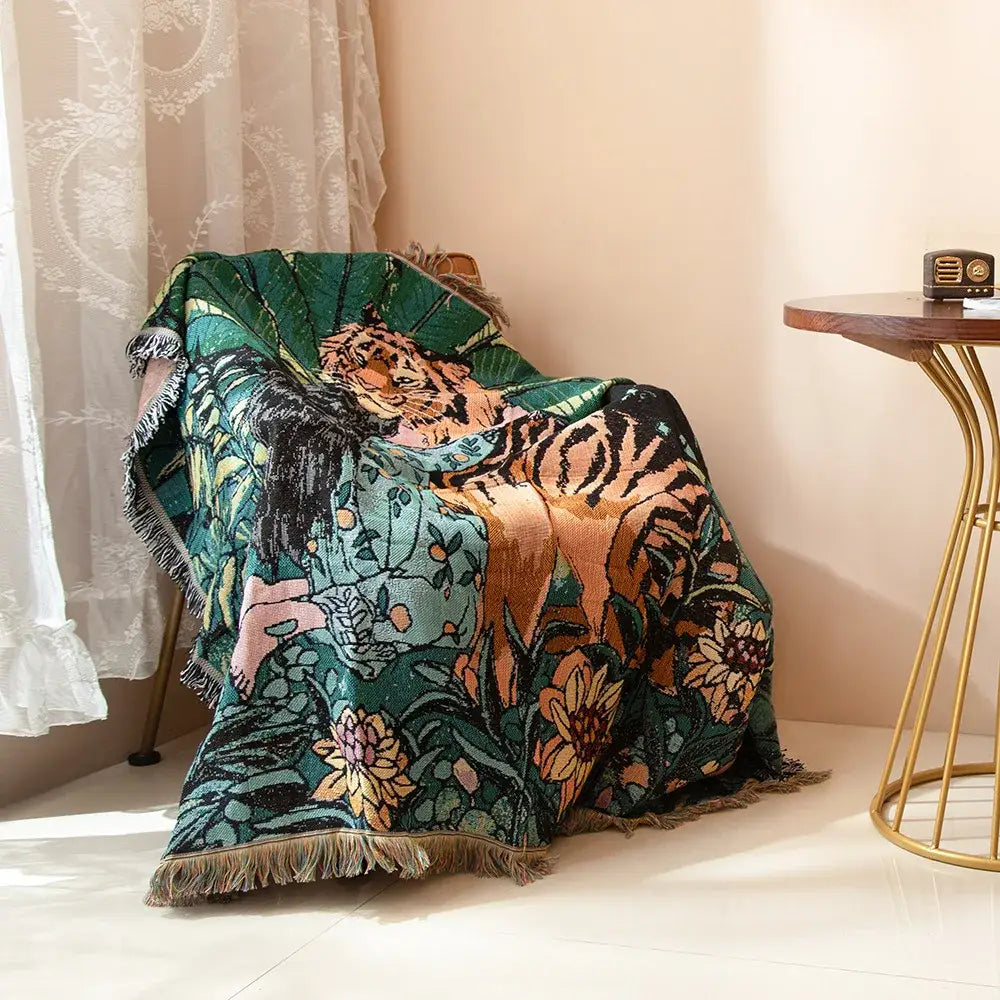 Tiger Print Linen Blanket