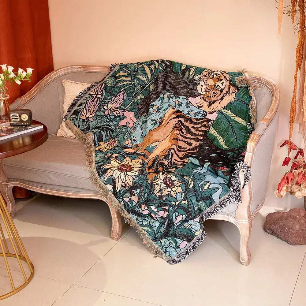 Tiger Print Linen Blanket