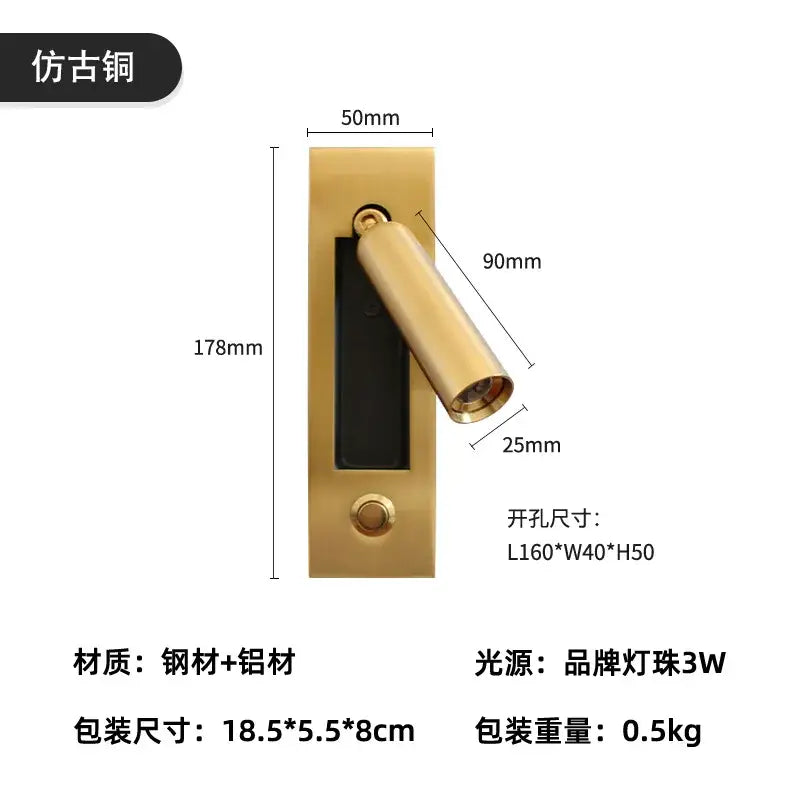 Brass LED Headboard Light