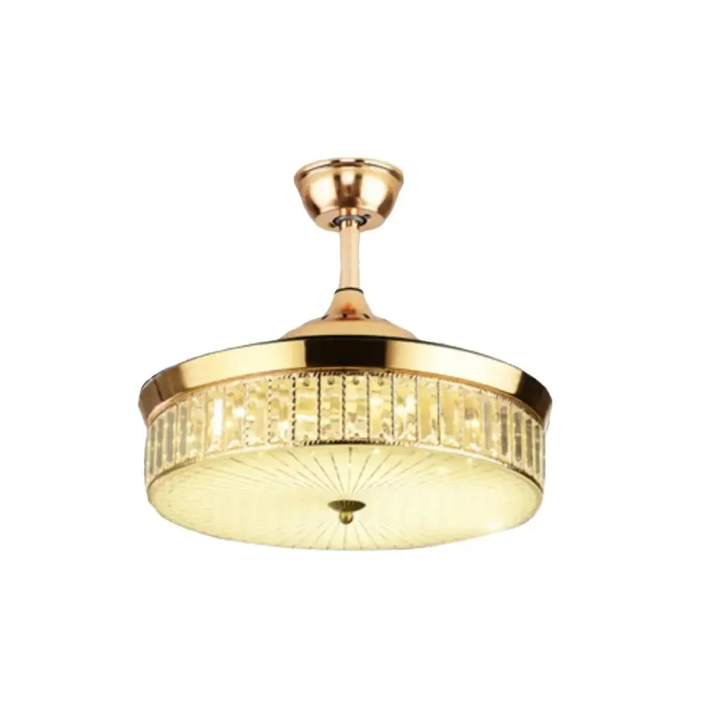 Gold Crystal Retractable Fan