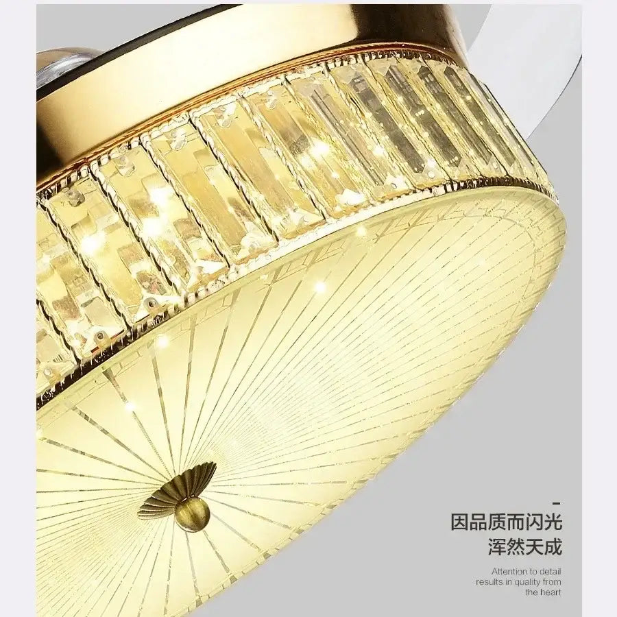 Gold Crystal Retractable Fan