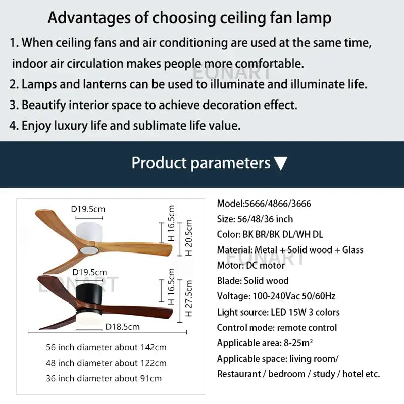 White Wood LED Ceiling Fan