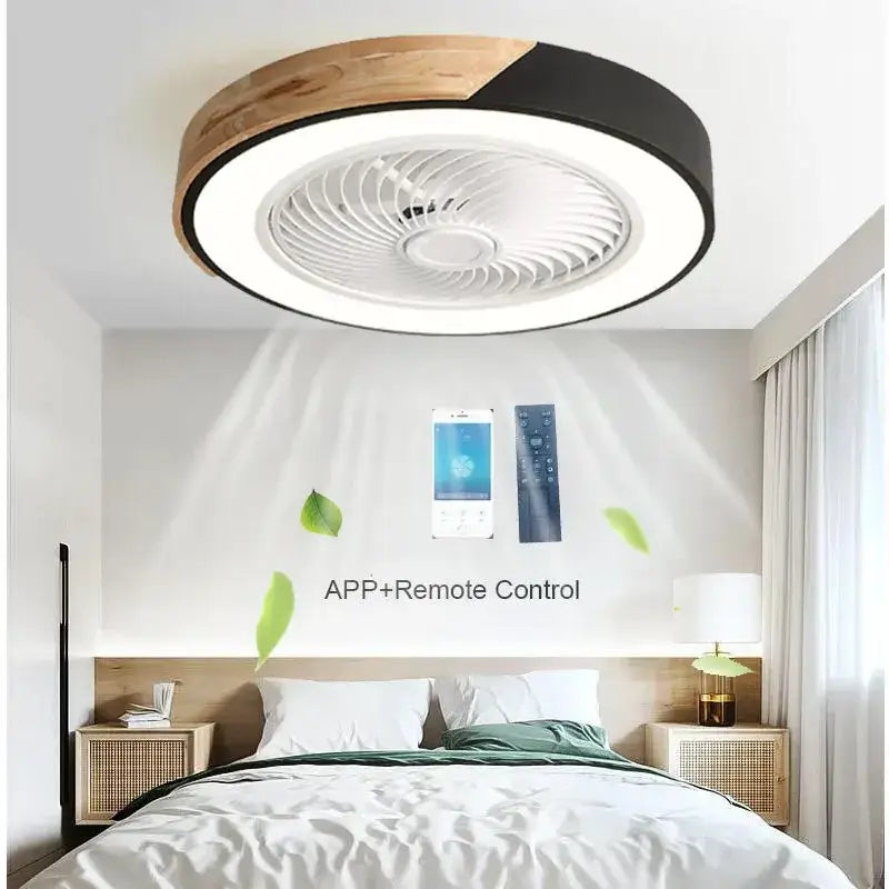 Wood Black Ceiling Fan Light