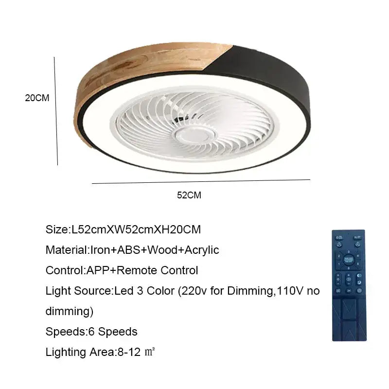 Wood Black Ceiling Fan Light