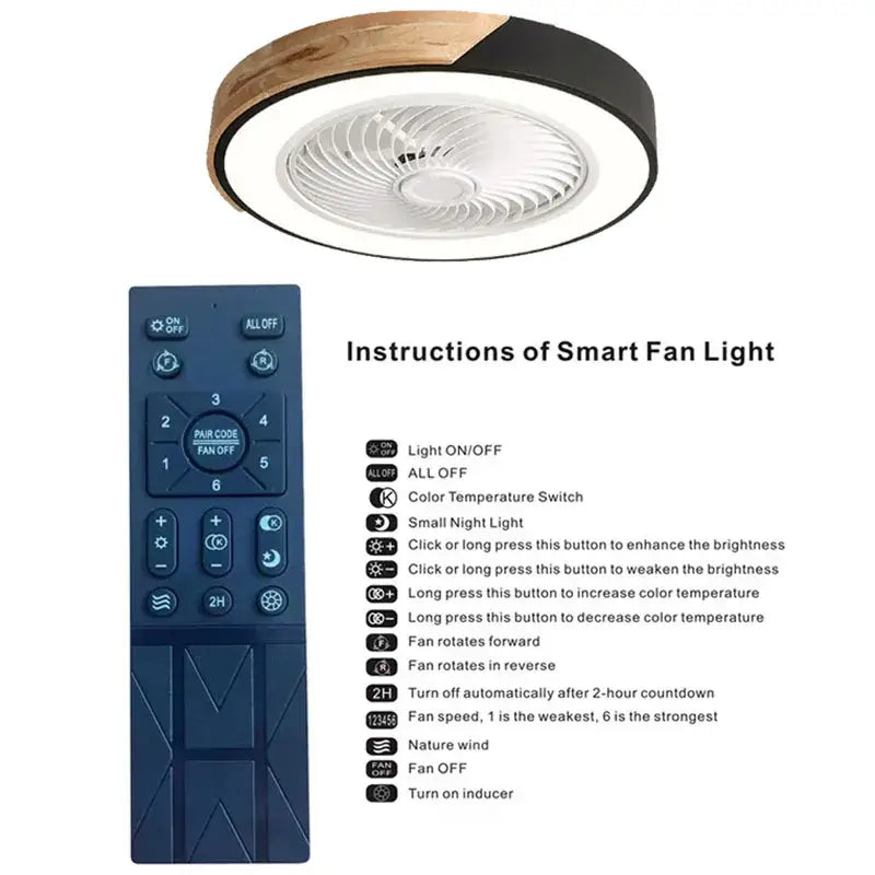 Wood Black Ceiling Fan Light