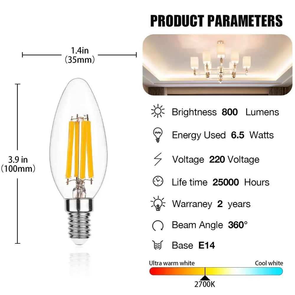 Clear LED Candle Bulb