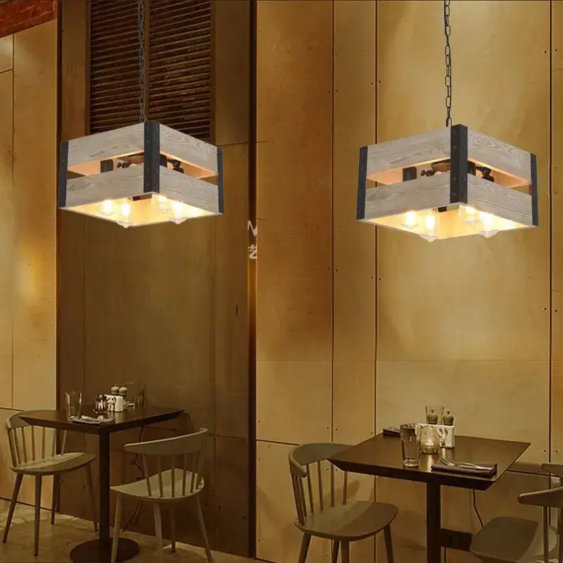 Wood Metal Pendant Lamp