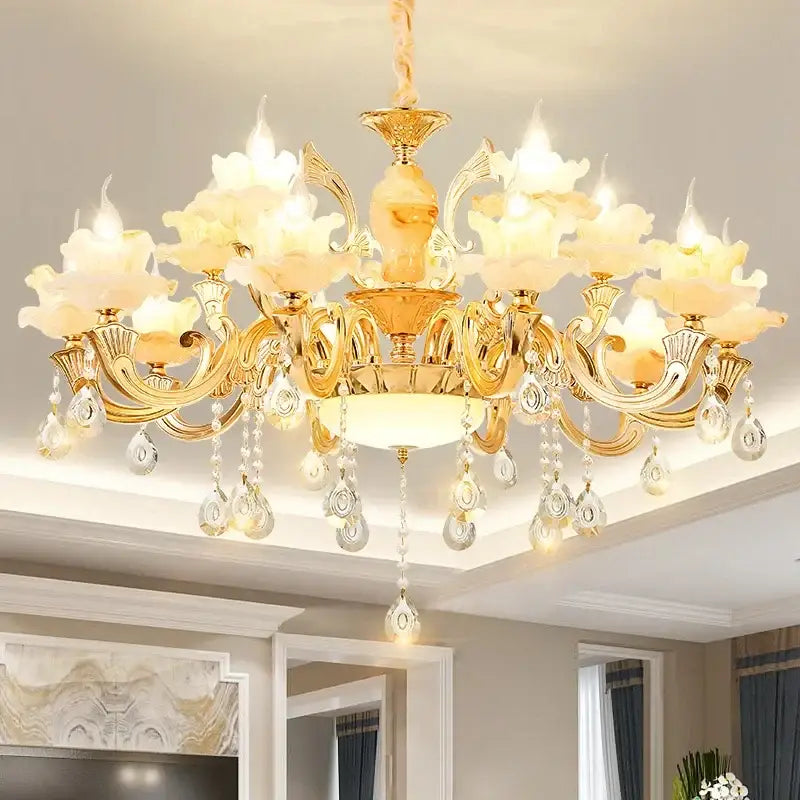 Gold Dolomite Floral Chandelier