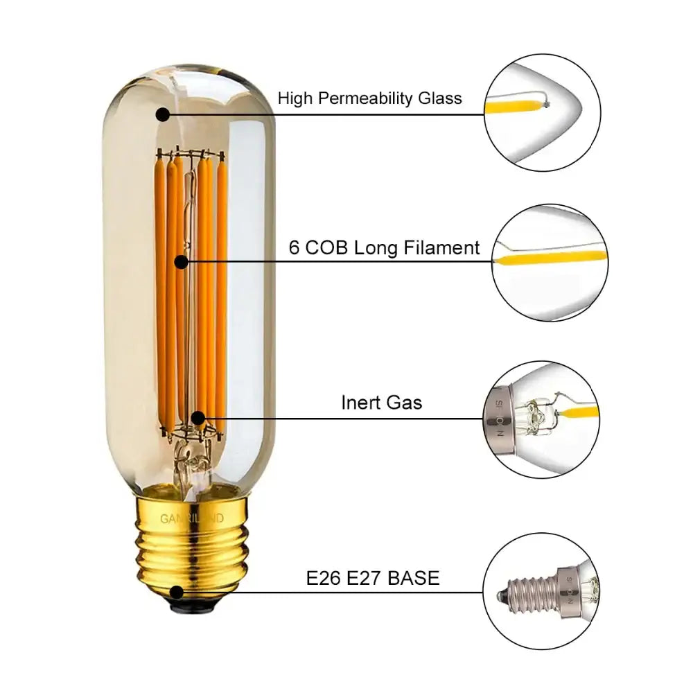 Amber LED Filament Bulb Tubular 2200K