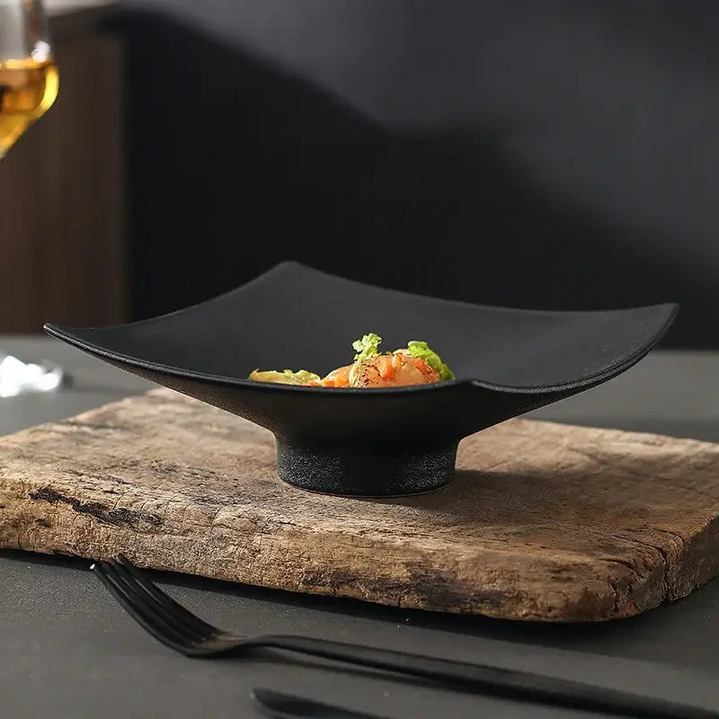 Black Ceramic Dining Plate