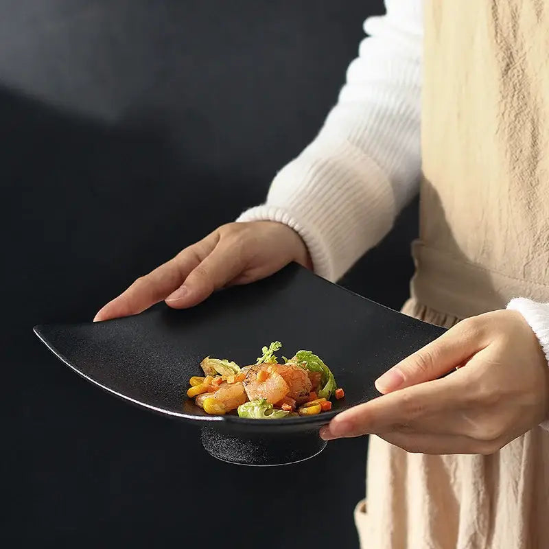 Black Ceramic Dining Plate