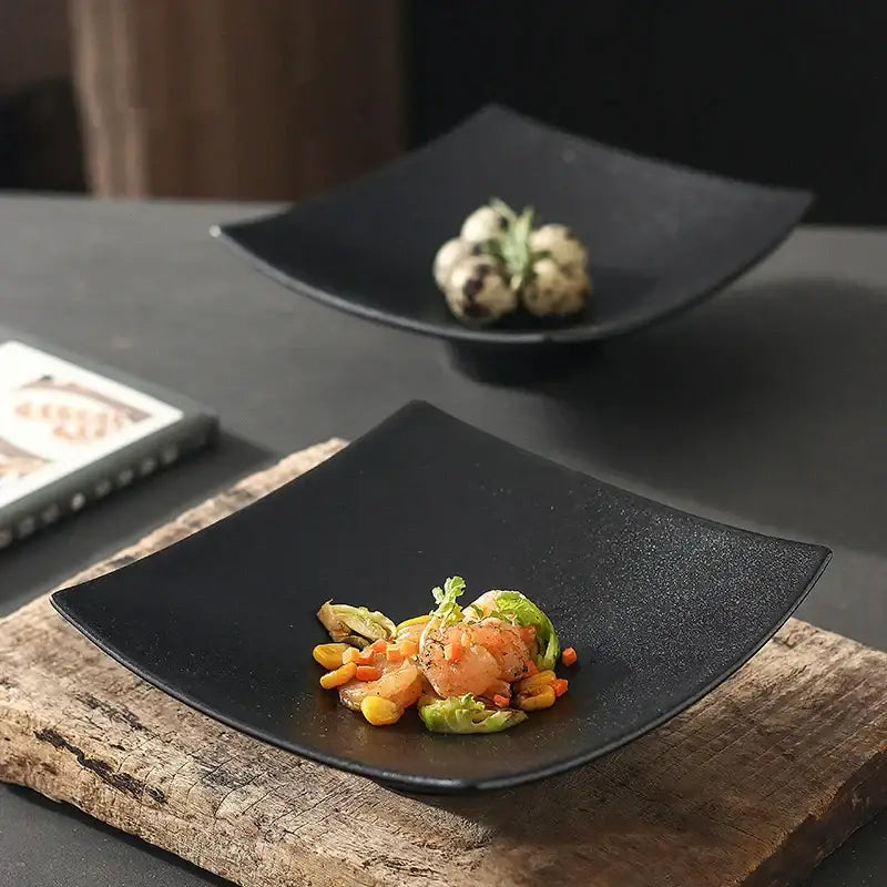 Black Ceramic Dining Plate