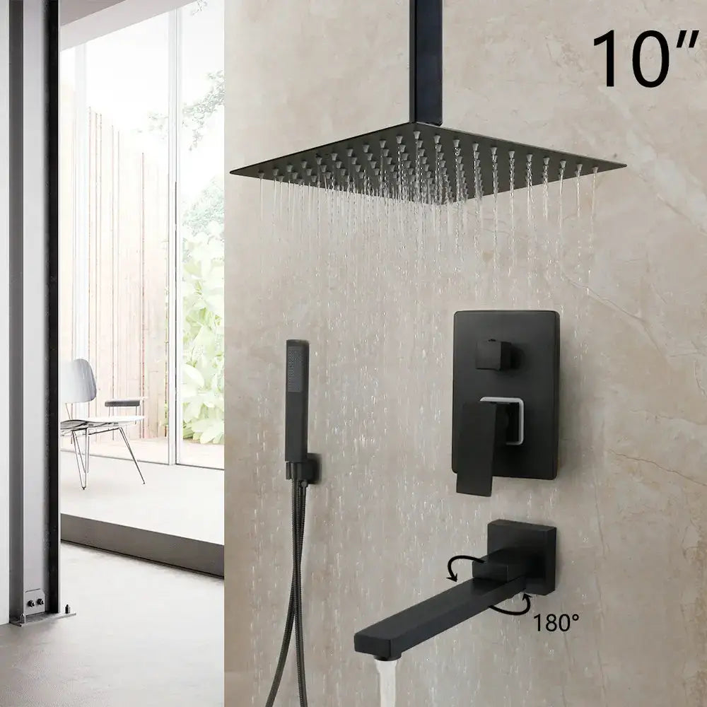 Matte Black LED Rainfall Shower 16-Inch