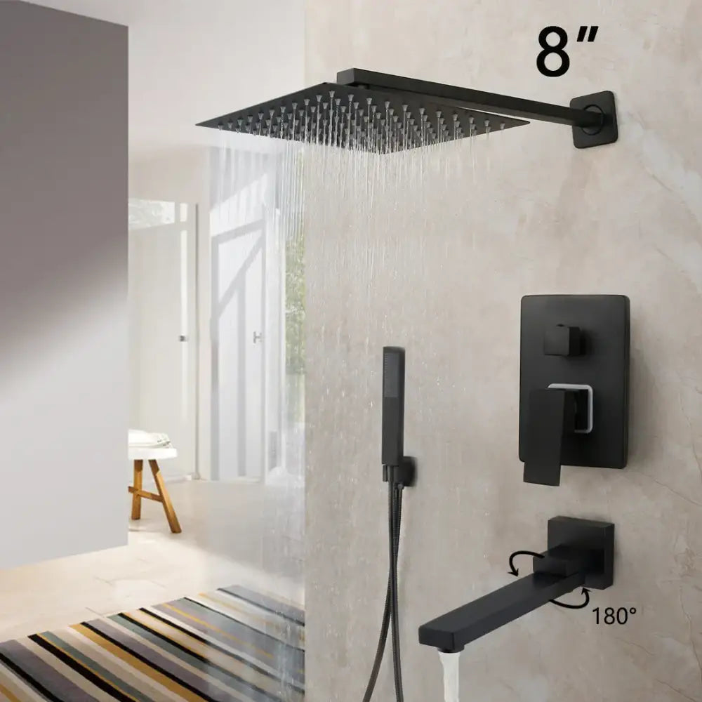 Matte Black LED Rainfall Shower 16-Inch