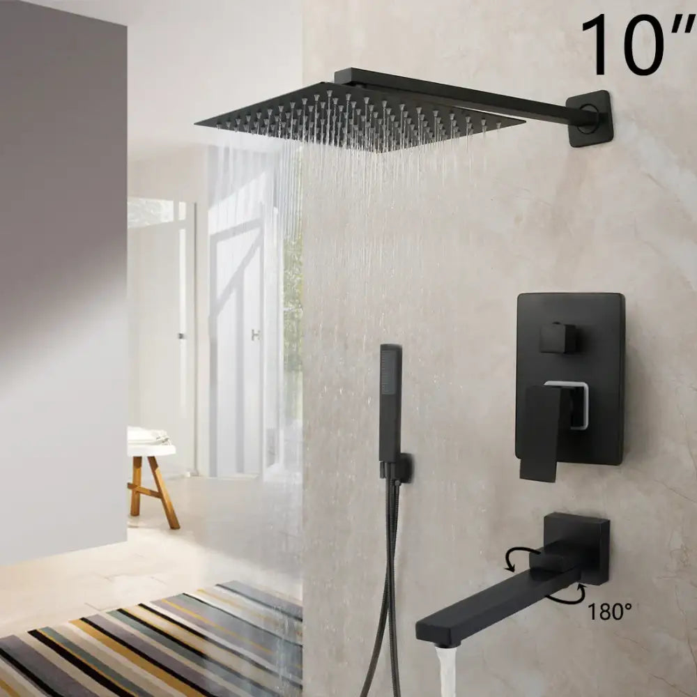 Matte Black LED Rainfall Shower 16-Inch