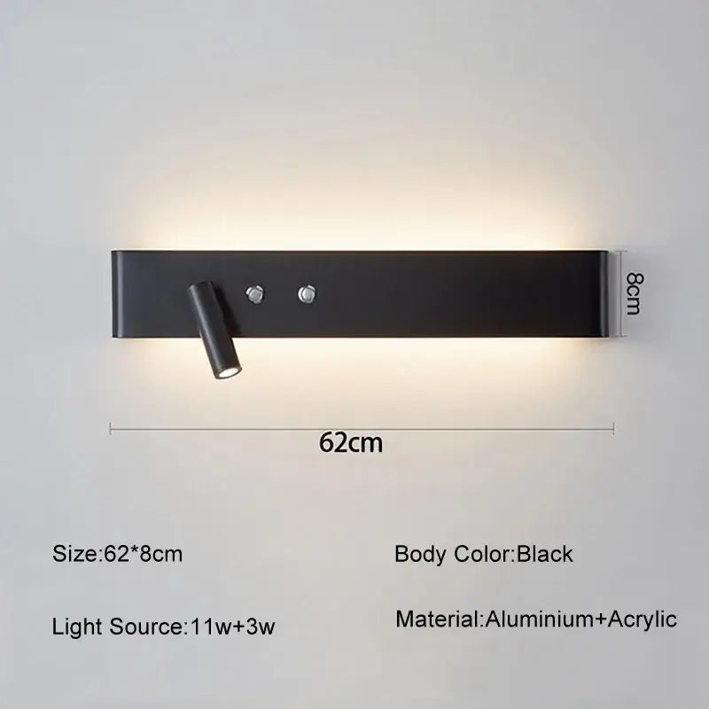 Black LED Wall Light 92cm
