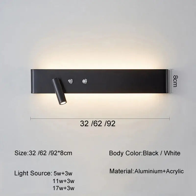 Black LED Wall Light 92cm