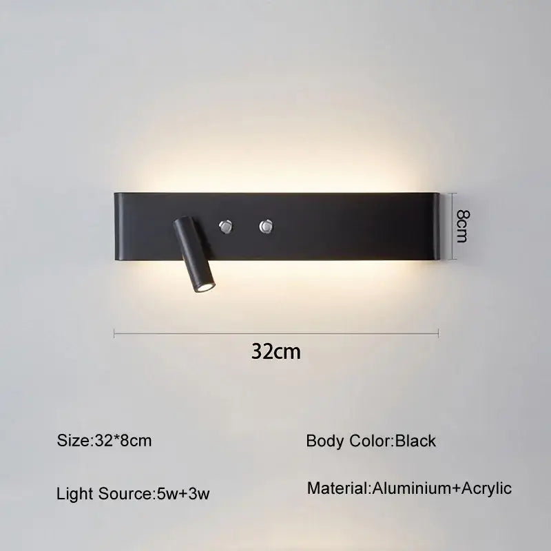 Black LED Wall Light 92cm