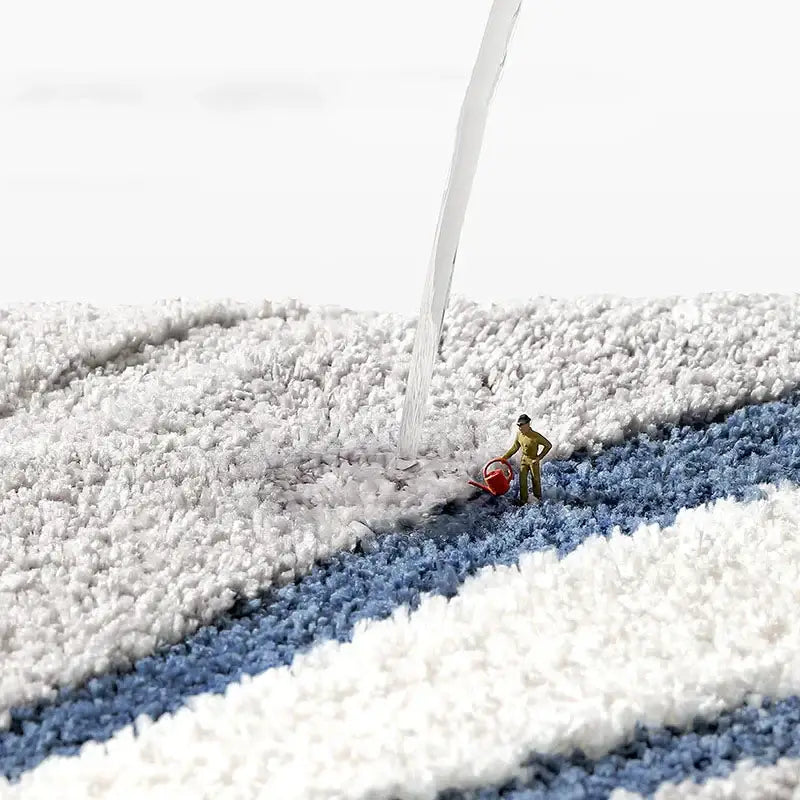 Blue Gray Striped Bath Mat