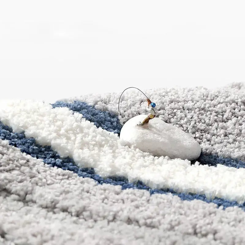 Blue Gray Striped Bath Mat