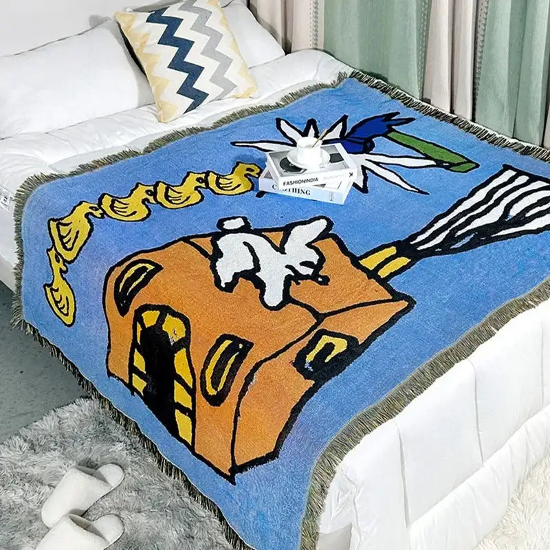 Blue Orange Tapestry Throw