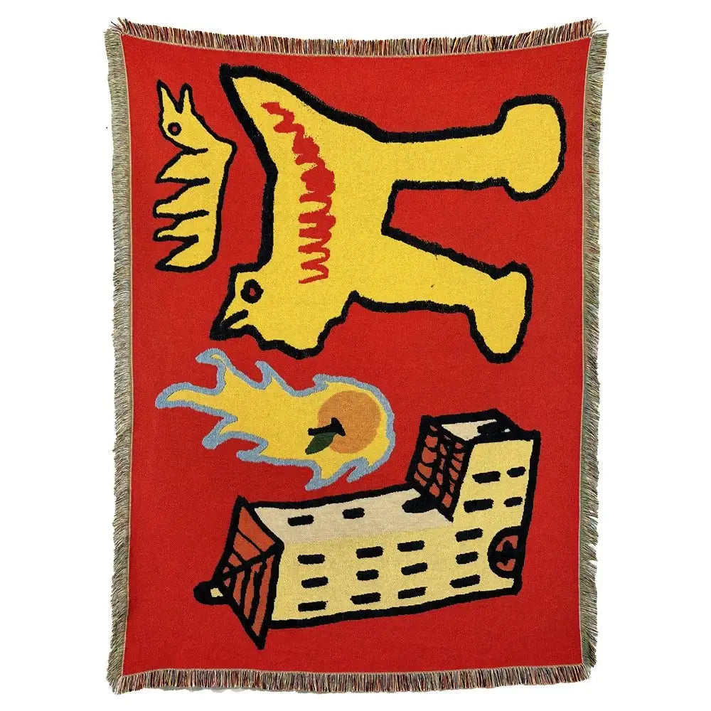 Blue Orange Tapestry Throw