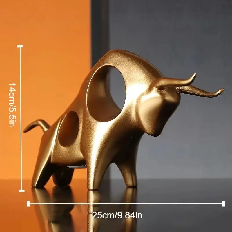 Black Gold Bull Sculpture