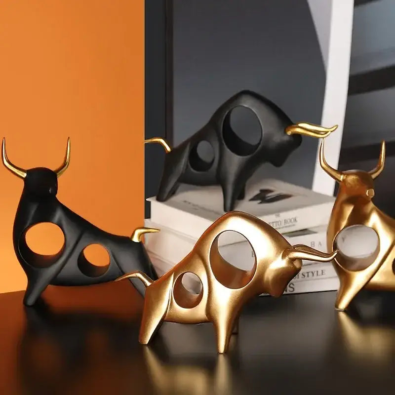 Black Gold Bull Sculpture