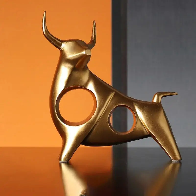 Black Gold Bull Sculpture