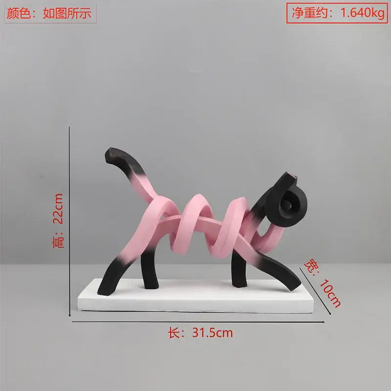 Pink Abstract Cat Sculpture