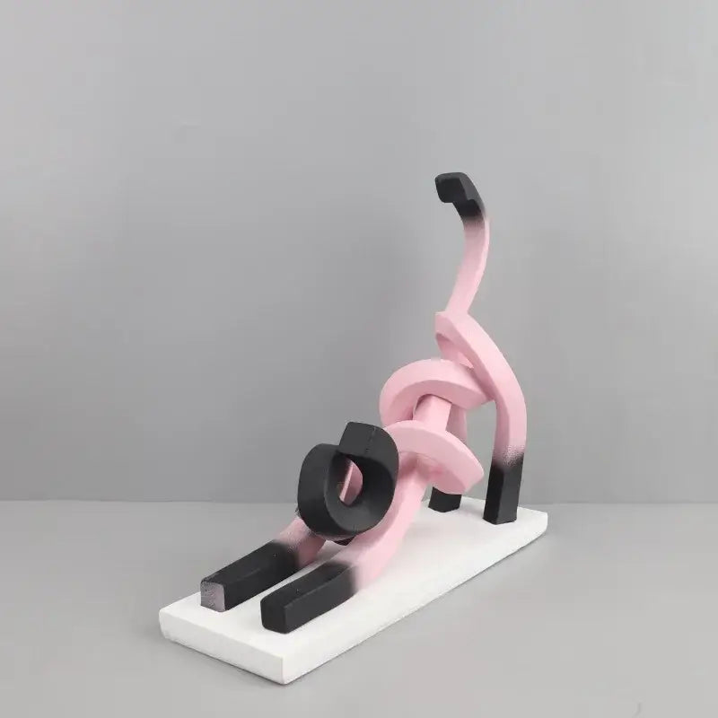 Pink Abstract Cat Sculpture