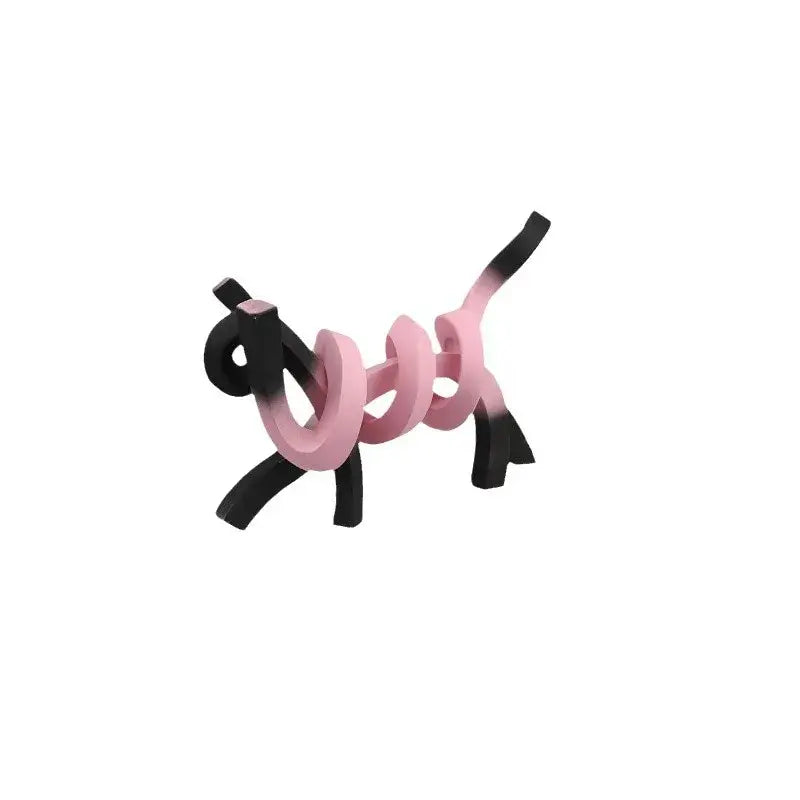 Pink Abstract Cat Sculpture