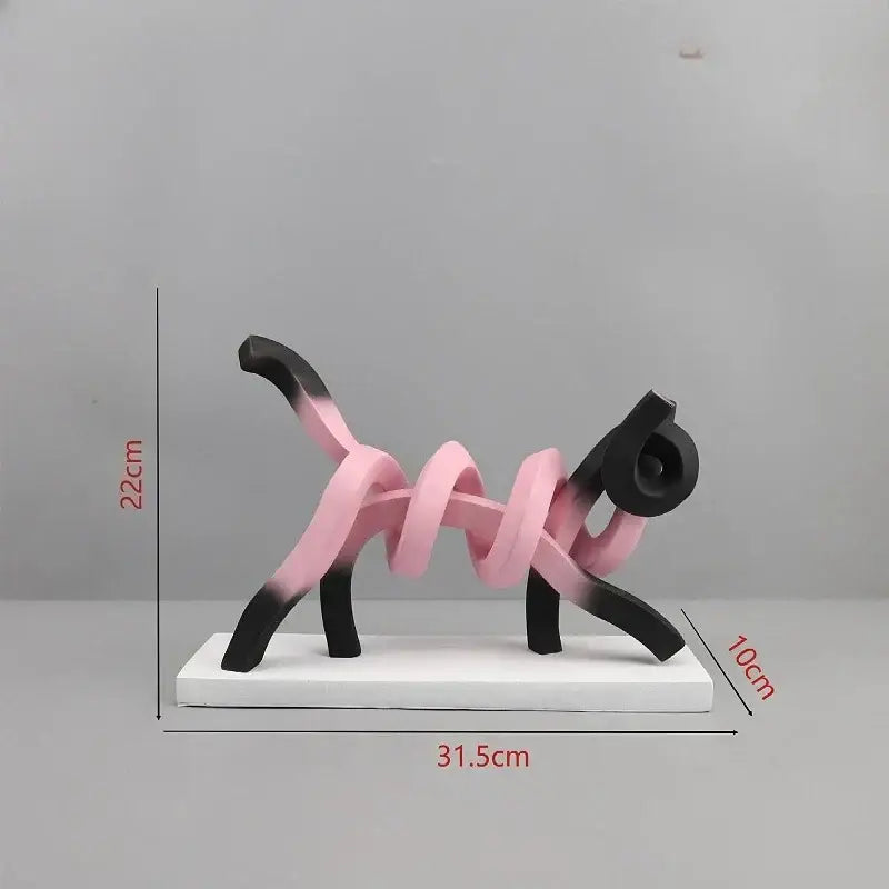 Pink Abstract Cat Sculpture